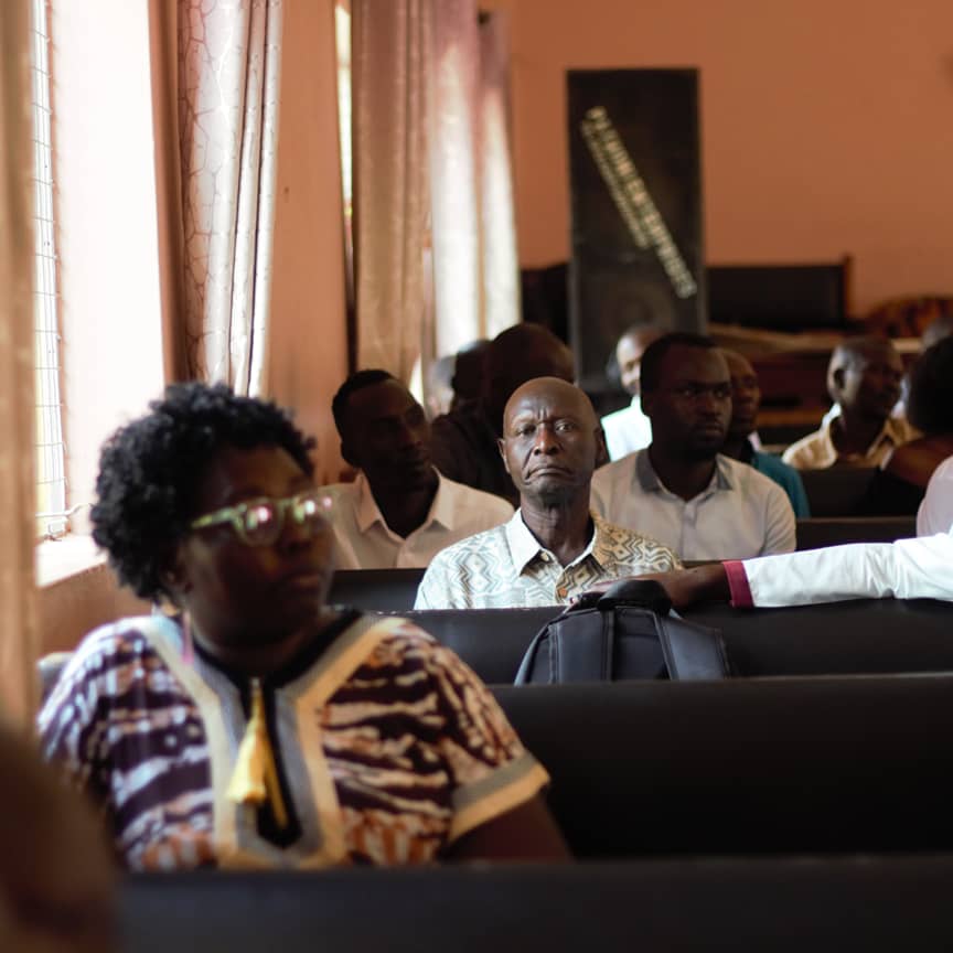 Gulu City Council Hall where the memorial lecture was held. Ambassador Olara Otunnu in the audience following the proceedings keenly...